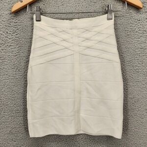 Bebe Snow White Basket Weave Detail Bandage‎ Mini Skirt XS NWT $79